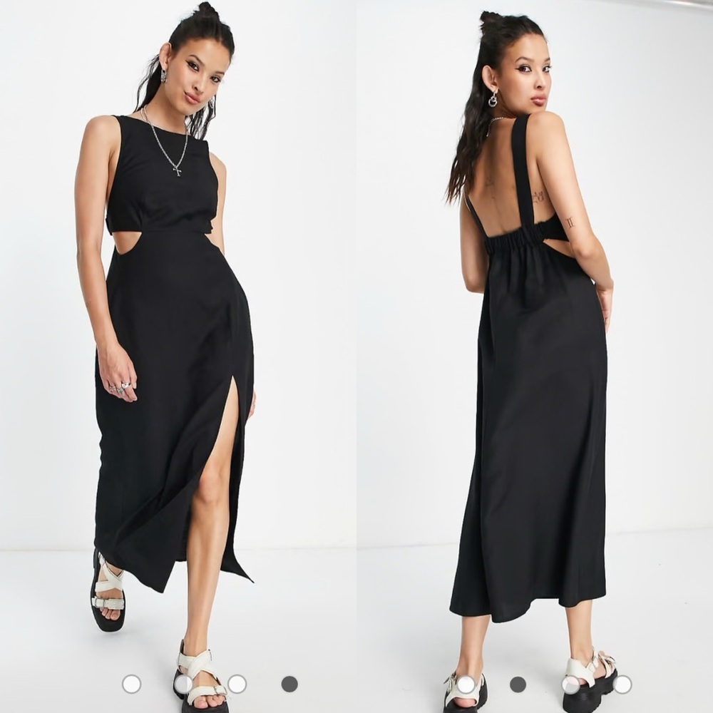 ASOS Black Cutout Maxi Dress with Side Slit